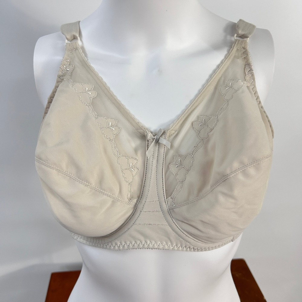 Bali Flower 0180 Ivory Full Coverage Underwire Bra 36DDD Romantic Lingerie